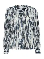 ICHI Blúzka 'SIMMI'  tmavomodrá / biela