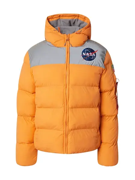 ALPHA INDUSTRIES Prechodná bunda 'HP NASA'  sivá / oranžová / červená / biela