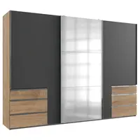 MID.YOU SKŘÍŇ S POSOUVACÍMI DVEŘMI, barvy grafitu, barvy dubu, 300/216/65 cm