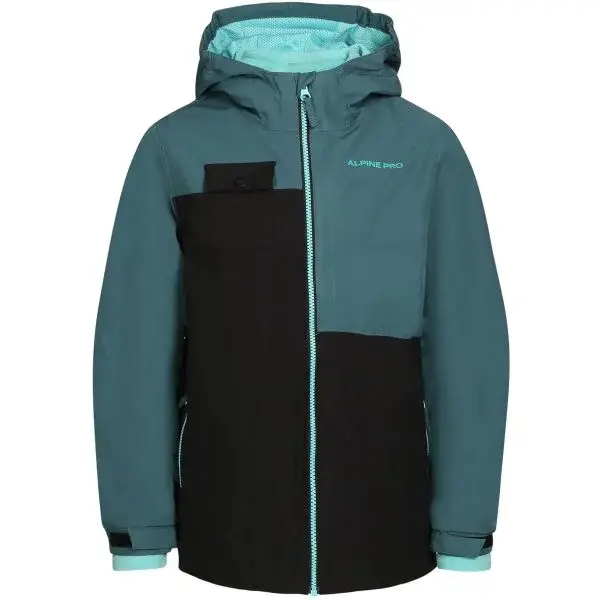 ALPINE PRO PLEGA Dětská zimní bunda, tmavě zelená, velikost 104-110