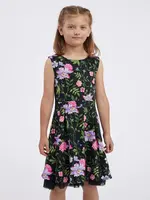 Černé dívčí květinové šaty