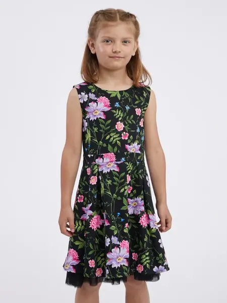 Černé dívčí květinové šaty