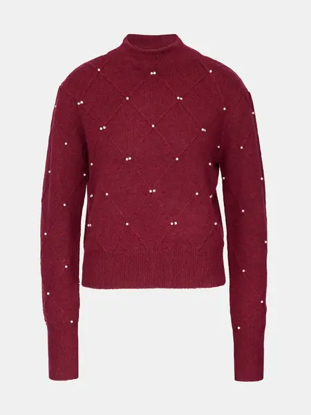 Bordový dámsky sveter s aplikáciou ORSAY