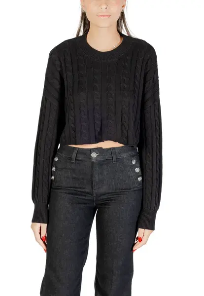 Černá crop mikina s dlouhými rukávy