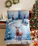 3D Bavlněné povlečení SNOWY DEER modré + povlak na polštářek 40x50 cm zdarma Rozměr povlečení: 70 x 90 cm | 140 x 200 cm