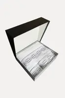 Dárková sada ručníků a osušky VITA, 3 ks Bílá / lila výšivka