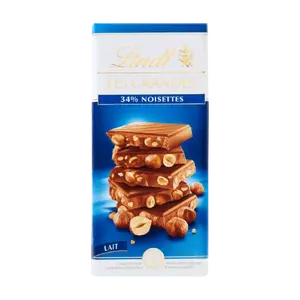 LINDT Lindt Les Grandes Mléčná čokoláda s celými lískovými jádry 150 g