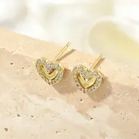 Brass Micro Pave Clear Cubic Zirconia Stud Earrings