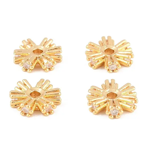 Brass Micro Pave Cubic Zirconia Beads