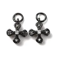 Brass Micro Pave Cubic Zirconia Tiny Cross Charms