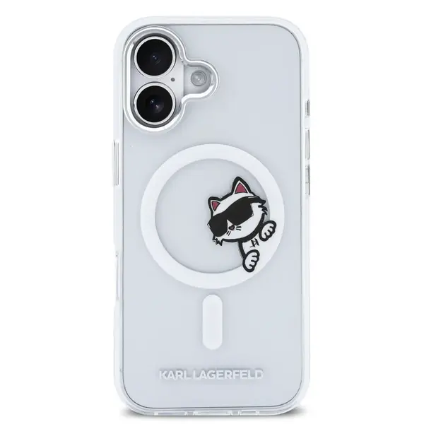 Zadní kryt Karl Lagerfeld IML Choupette Peekaboo MagSafe pro Apple iPhone 17, transparentní