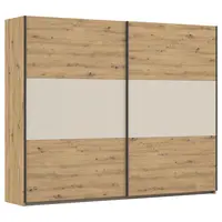 Rauch Möbel SKŘÍŇ S POSOUVACÍMI DVEŘMI, barvy hliníku, šampaňská, dub artisan, 261/210/59 cm