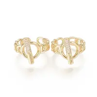 Brass Micro Pave Clear Cubic Zirconia Cuff Rings
