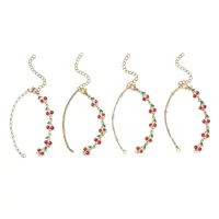 4Pcs 4 Styles 304 Stainless Steel Enamel Red Cherry Link Chain Bracelet Making