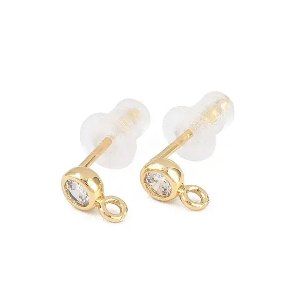 Brass Clear Cubic Zirconia Stud Earring Findings