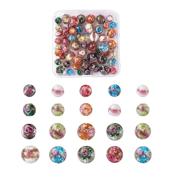 Handmade Gold Sand Lampwork Beads