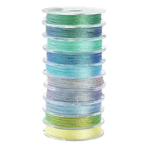 10 Rolls 3-Ply Metallic Polyester Cords