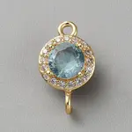 Light Gold Plated Brass Pave Cubic Zirconia Connector Charms