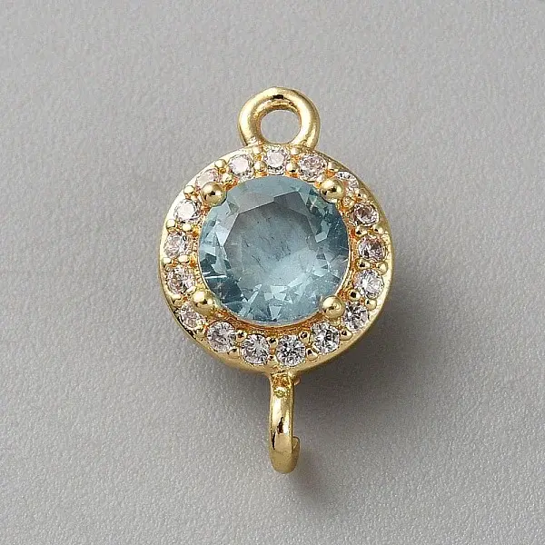 Light Gold Plated Brass Pave Cubic Zirconia Connector Charms