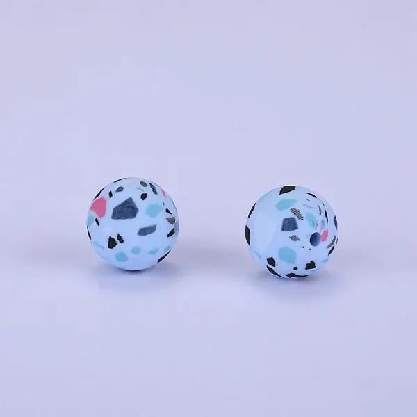 Printed Round Silicone Focal Beads