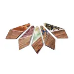 Opaque Resin & Walnut Wood Pendants