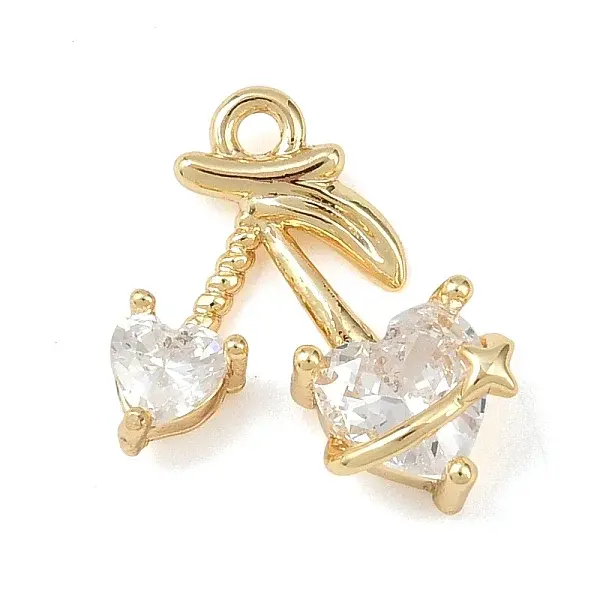 Brass Micro Pave Clear Cubic Zirconia Pendants
