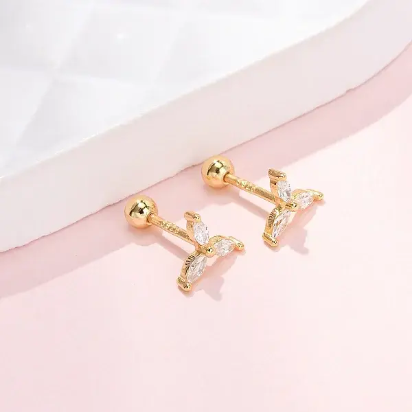 Windmill 925 Sterling Silver Micro Pave Clear Cubic Zirconia Stud Earrings
