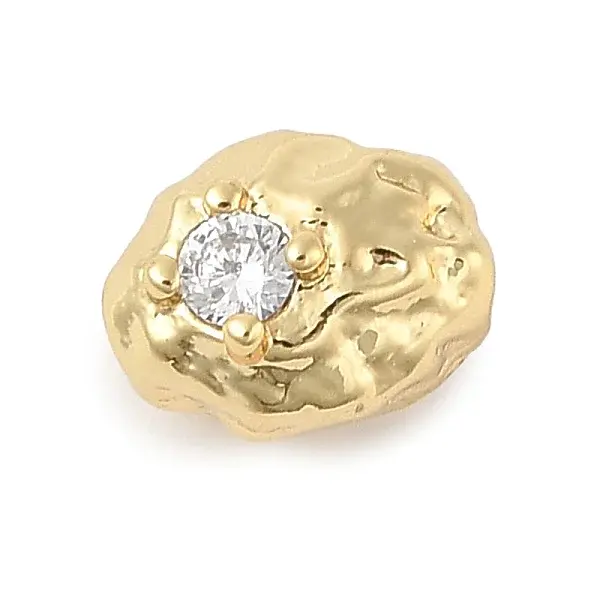 Nuggest Brass Micro Pave Cubic Zirconia Beads