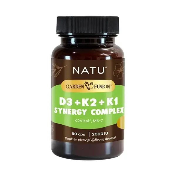 NATU Garden Fusion Vitamin D3+K2+K1 Synergy Complex 2000 IU 90 kapslí