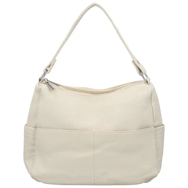 Stylová dámská koženková kabelka na rameno Irenea, krémová
