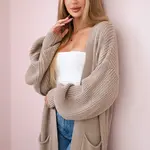 Kesi Włoski Svetr dlouhý kardigan tmavě béžová