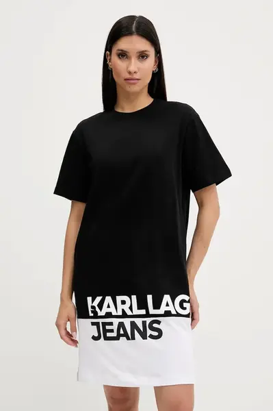Bavlněné šaty Karl Lagerfeld Jeans černá barva, mini, oversize, A3W13005