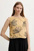 Halenka se lněnou směsí Sisley dámská, zelená barva, vzorovaná, 5HZELH01L