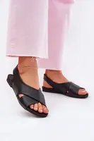 Dámské kožené sandály černé Zazoo 40407