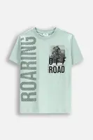 Tričko Coccodrillo tyrkysová barva, WILD SAFARI BOY JUNIOR