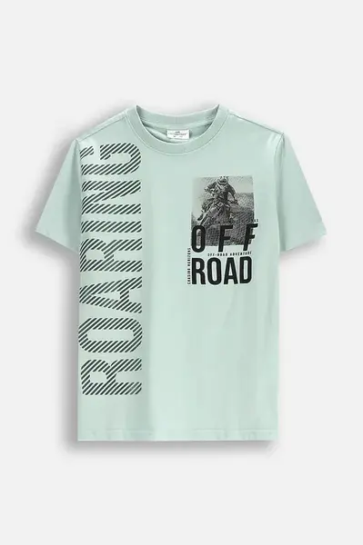 Tričko Coccodrillo tyrkysová barva, WILD SAFARI BOY JUNIOR