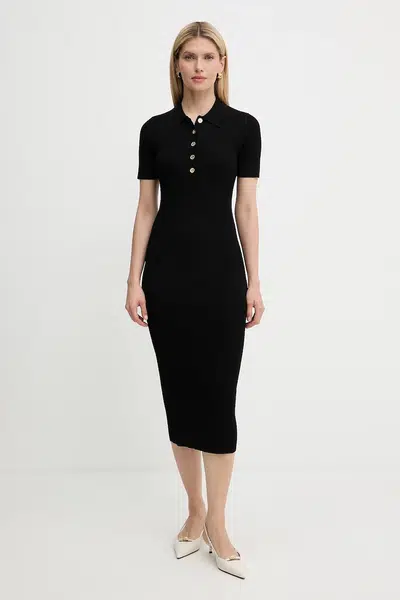 Šaty MICHAEL Michael Kors černá barva, maxi, přiléhavé, MT5832333D