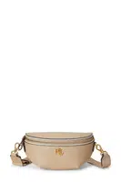 Kožená ledvinka Lauren Ralph Lauren béžová barva, 431974467