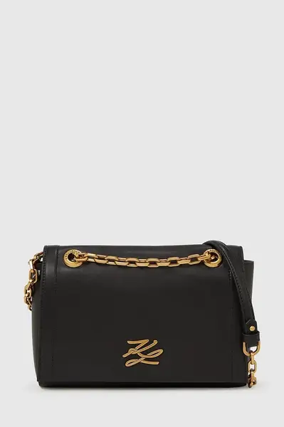 Kožená kabelka Karl Lagerfeld K/AUTOGRAPH černá barva, A4W30084