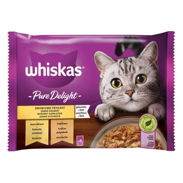 Whiskas Pure Delight výběr krmiva pro kočky v kapsičkách - kuřecí, krůtí 4 x 85 g