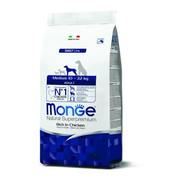 MONGE Natural Superpremium Medium Adult 3kg krmivo s kuracím pre dospelých psov stredných plemien 3kg