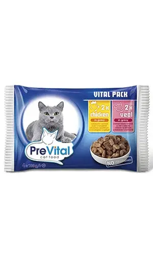 PreVital kapsičky s kuracím a teľacím mäsom 4 x 100 g