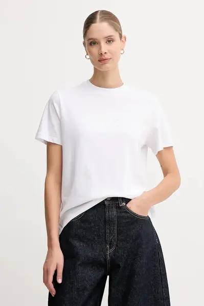 Bavlněné tričko Calvin Klein Jeans dámské, bílá barva, LV047D873G
