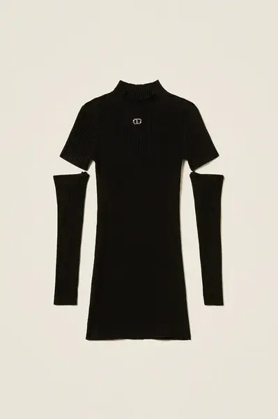 Dívčí šaty Twinset černá barva, mini, přiléhavé, 252GJ3040