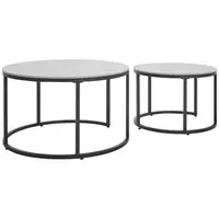 Livetastic SADA KONFERENČNÍCH STOLKŮ, bílá, černá, kov, keramika, 80/60/46/40/80/60 cm