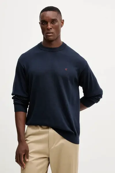 Bavlněný svetr Calvin Klein Jeans pánský, tmavomodrá barva, LV04RC309G