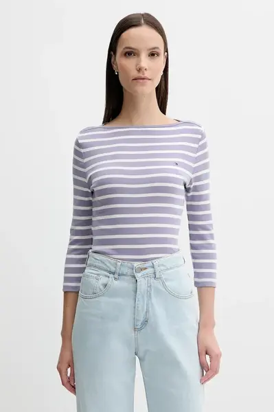 Bavlněné tričko s dlouhým rukávem Tommy Hilfiger černá barva, WW0WW40589