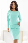 189-12 Long-sleeved sweatshirt dress with pockets – comfortable cut with a low neckline at the back – mint