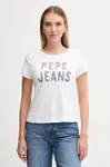 Bavlněné tričko Pepe Jeans dámské, bílá barva, PL5000045
