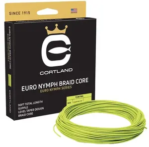 Cortland muškařská šňůra euro nymph braid core .022 fresh level sage green/chartreuse 90 ft
